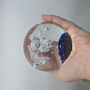 Cobalt Blue Bullicante Paperweight Dynasty Gallery Heirloom Collectible